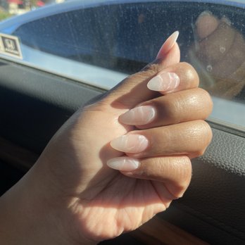Yvonne's Nails - Almond shaped acrylic with subtle marble - Nail Salons Near Me - Fremont, California