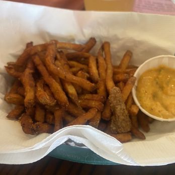 Monk's Cafe - When the fries are this brown it means the oil is to hot...: - Pubs Near Me - Philadelphia, Pennsylvania