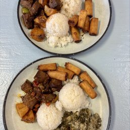 Beef stew and chicken lumpia Beef stew and chicken lumpia