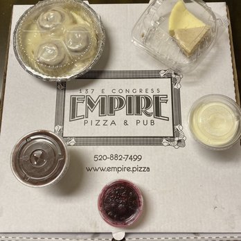 Empire Pizza & Pub - Blueberry panna cotta, tiramisu, cinnamon rolls, NY cheesecake, pumpkin cheesecake - Pizza Near Me - Tucson, Arizona Empire Pizza & Pub - Blueberry panna cotta, tiramisu, cinnamon rolls, NY cheesecake, pumpkin cheesecake - Pizza Near Me - Tucson, Arizona