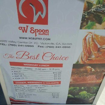 W Spoon Buffet - There is no where on here that says they charge a surcharge. - Buffets Near Me - Victorville, California W Spoon Buffet - There is no where on here that says they charge a surcharge. - Buffets Near Me - Victorville, California