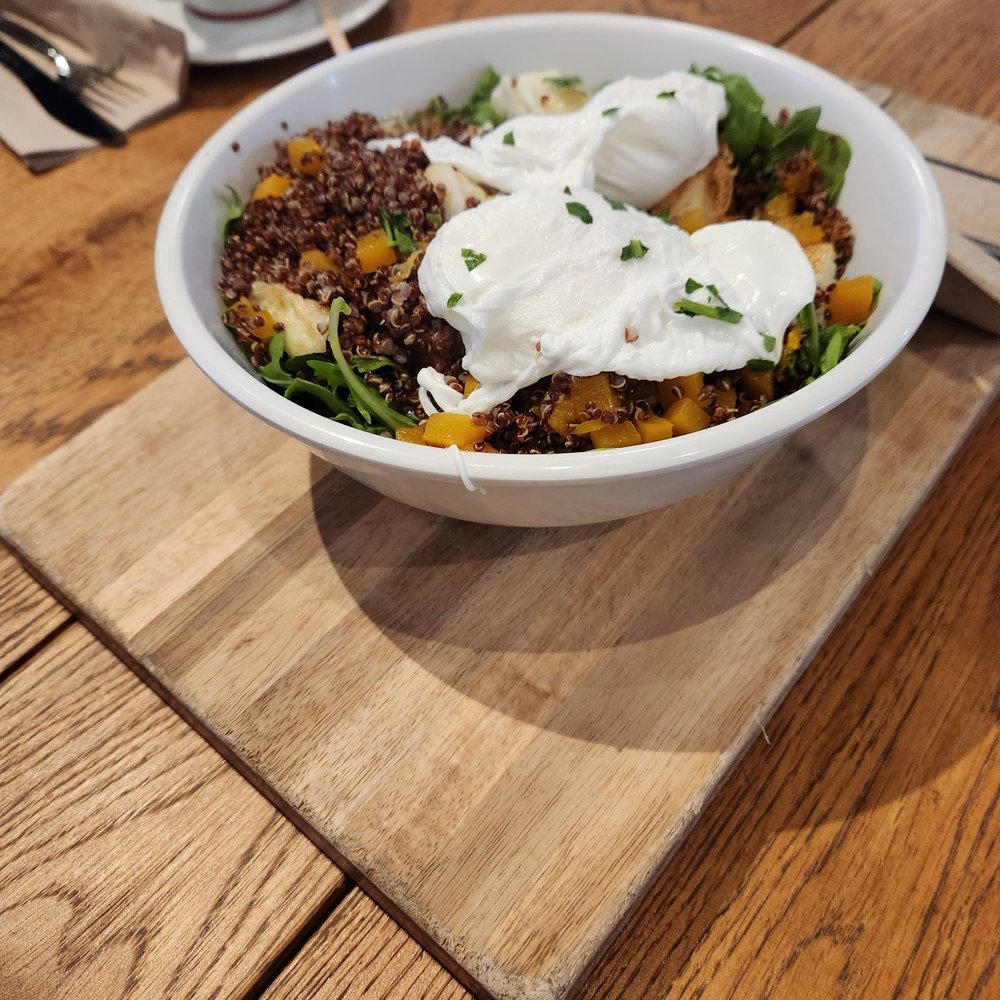 Lola's Cafe - Amazing food.  This protein filled dish is amazing.  Quinoa squash, poached eggs.. - Coffee & Tea Near Me - Ladera Ranch, California