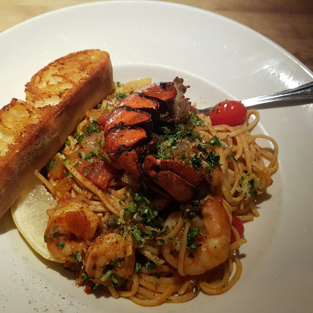 Moxies Argentia Restaurant - Shrimp linguini with a half lobster tail. - Canadian (New) Near Me - Mississauga, Ontario Moxies Argentia Restaurant - Shrimp linguini with a half lobster tail. - Canadian (New) Near Me - Mississauga, Ontario