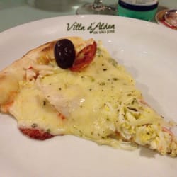 Villa D'aldea Pizzaria - Capiry cheese, hard boiled egg, ham, heart of Palm, onions and black olive pizza