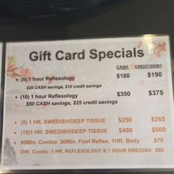 Endulge Massage & Reflexology - Current pricing