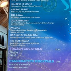 Springs Taproom - Cocktail menu
