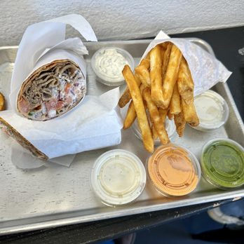 Akhis Authentic Shawarma & Kebab - Gyro Wrap with Fries - Mediterranean Near Me - San Diego, California
