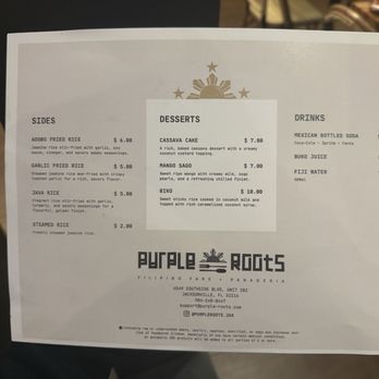 Purple Roots - Menu - Filipino Near Me - Jacksonville, Florida Purple Roots - Menu - Filipino Near Me - Jacksonville, Florida