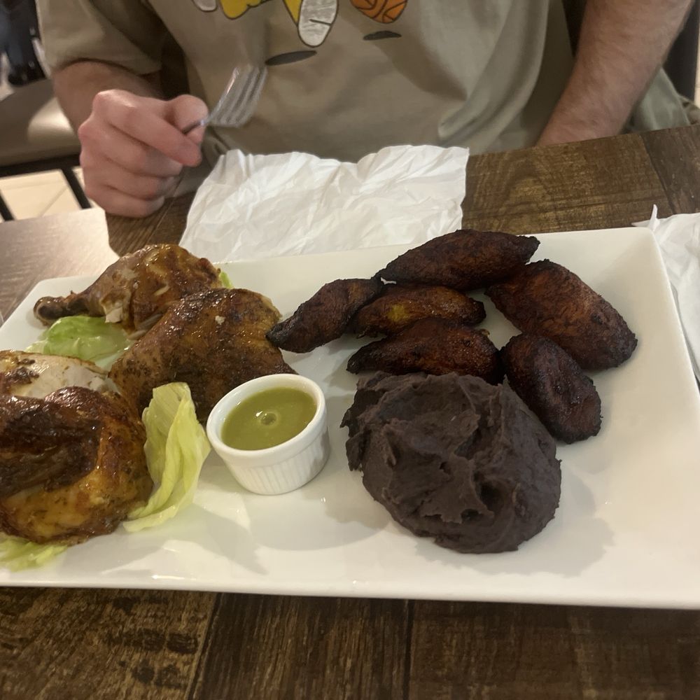 Tikal - Half chicken with fried plantains and refried beans. - Seafood Near Me - Manhanttan, New York Tikal - Half chicken with fried plantains and refried beans. - Seafood Near Me - Manhanttan, New York