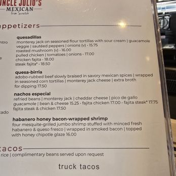 Uncle Julio's - Menu - Tex-Mex Near Me - Columbia, Maryland