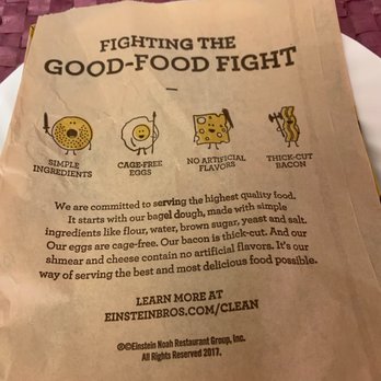 Einstein Bros. Bagels - FIGHTING THE GOOD-FOOD FIGHT . EINSTEIN BROS. BAGELS only uses Fresh Ingredients nothing is Artificial! - Bagels Near Me - Oceanside, California