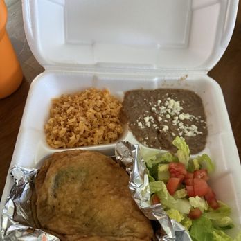 Tortilleria Las Marias - Chile Relleno plate. Poblano chile with cheese. Came with rice, beans, and tortillas (not pictured). - Desserts Near Me - Killeen, Texas Tortilleria Las Marias - Chile Relleno plate. Poblano chile with cheese. Came with rice, beans, and tortillas (not pictured). - Desserts Near Me - Killeen, Texas