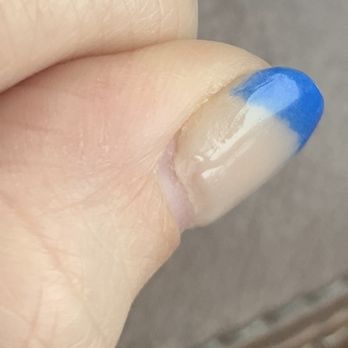 VN1 Nails - This is 7 days out. As you can see the final glazed coat is not present on the outer sides and the line is not cut clear. - Nail Salons Near Me - Schenectady, New York