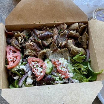 Athena Gyro - Athena Gyro, Palm Desert. The Gyro Platter (the Rice Pilaf is under the Gyro Meat). - Greek Near Me - Palm Desert, California Athena Gyro - Athena Gyro, Palm Desert. The Gyro Platter (the Rice Pilaf is under the Gyro Meat). - Greek Near Me - Palm Desert, California