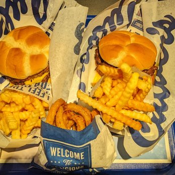 Culver's - Deluxe Value Basket+Onion rings+ Cheese Sauce - Burgers Near Me - Urbana, Illinois