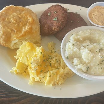 Gritz Brunch Bar - salmon croquettes and eggs - Breakfast & Brunch Near Me - Douglasville, Georgia Gritz Brunch Bar - salmon croquettes and eggs - Breakfast & Brunch Near Me - Douglasville, Georgia