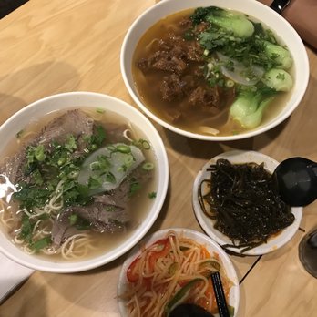 GB Hand-pulled Noodles - Top right- beef tendon noodles (broth was quite flavourful) Bottom left- regular beef noodles (small size) - Chinese Near Me - Toronto, Ontario GB Hand-pulled Noodles - Top right- beef tendon noodles (broth was quite flavourful) Bottom left- regular beef noodles (small size) - Chinese Near Me - Toronto, Ontario