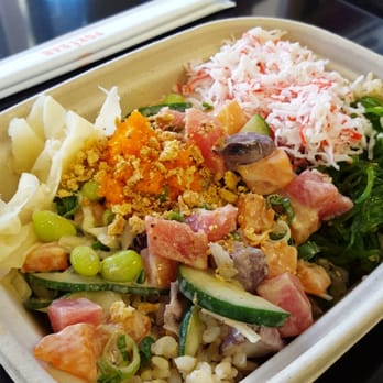Poké Bar - Medium size poki bowl with salmon, tuna, and octopus! - Seafood Near Me - Mountain View, California Poké Bar - Medium size poki bowl with salmon, tuna, and octopus! - Seafood Near Me - Mountain View, California