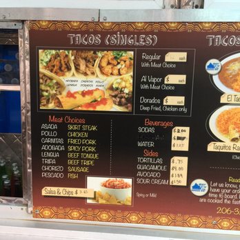 Taquitos Feliz - Menu panel - Food Trucks Near Me - Seattle, Washington