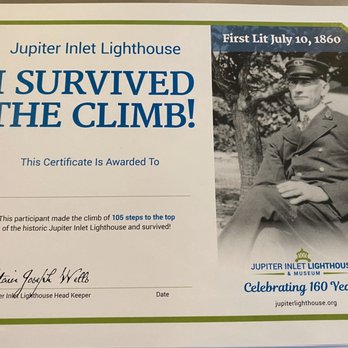 Jupiter Inlet Lighthouse and Museum - My certificate! - Landmarks & Historical Buildings Near Me - Jupiter, Florida Jupiter Inlet Lighthouse and Museum - My certificate! - Landmarks & Historical Buildings Near Me - Jupiter, Florida