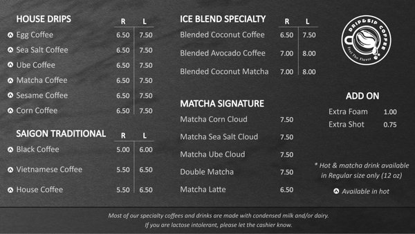 Menu photo 8 Drip and Sip Coffee Chino, CA Menu photo 8 Drip and Sip Coffee Chino, CA