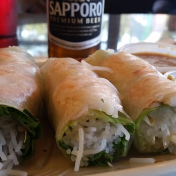 Chopstix - Shrimp spring rolls and a Sapporo - Vietnamese Near Me - Monterey, California