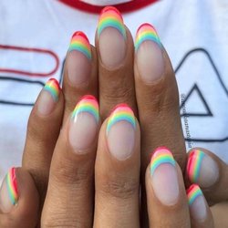 Top Nails - I then asked for this one. I mean really it's just taking a thin brush of each color to create a rainbow..