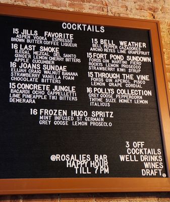Menu photo 1 Rosalie's Bar Queens, NY Menu photo 1 Rosalie's Bar Queens, NY