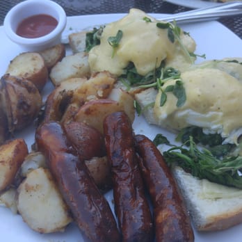 The Morrissey House - Eggs Bennedict Morrisey style (sausages were an add on) - Burgers Near Me - London, Ontario