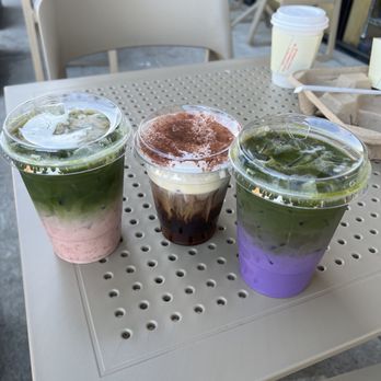 Homeboy Coffee - Left to right: strawberry matcha, cream top, Ube matcha. - Coffee & Tea Near Me - Artesia, California Homeboy Coffee - Left to right: strawberry matcha, cream top, Ube matcha. - Coffee & Tea Near Me - Artesia, California