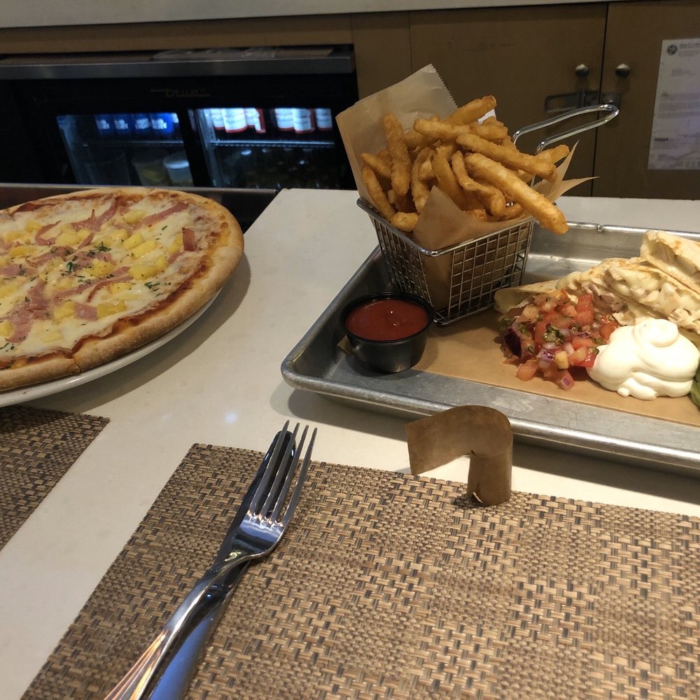 Backyard - Hawaiin pizza and chicken quesadilla. - Breakfast & Brunch Near Me - Miami Beach, Florida