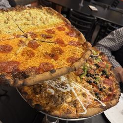 Fuel - Pesto chicken and pepperoni pizza, Al pastor speciality and kitchen sink pizza