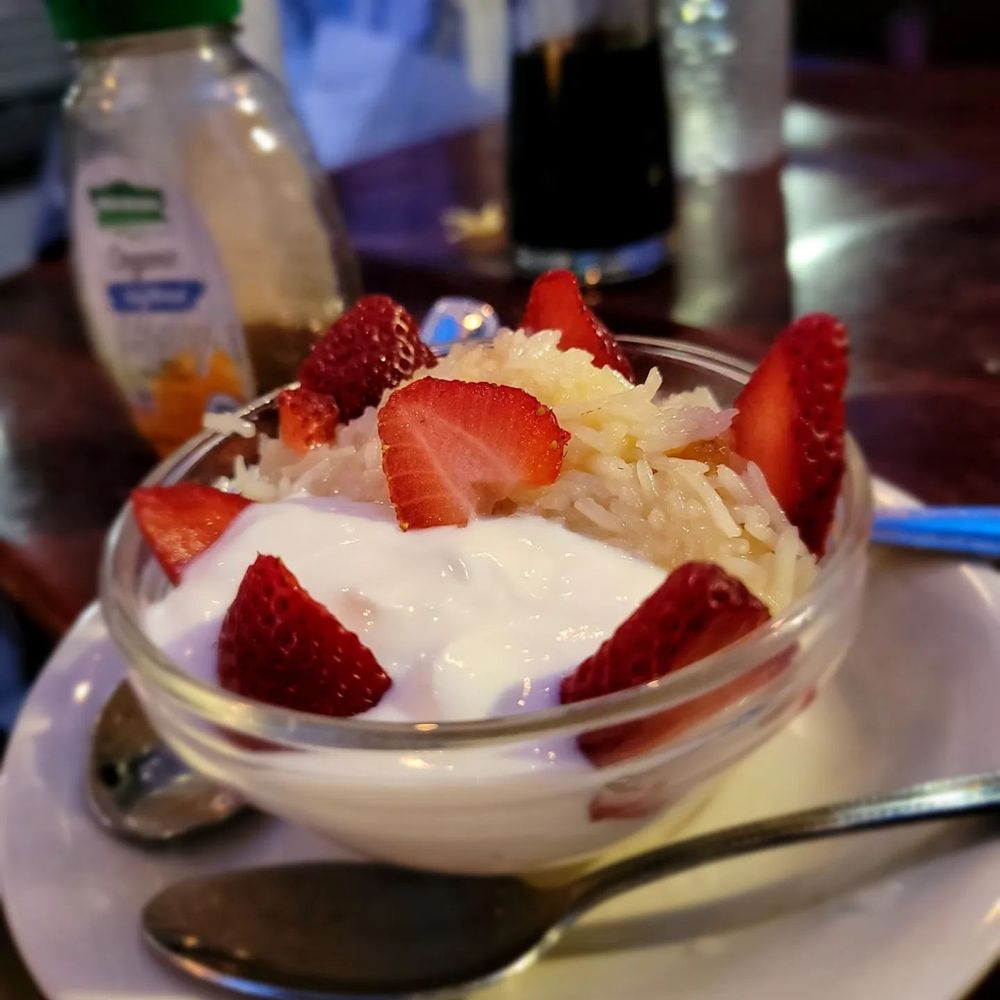 Cafe Himalaya - Deysee (or apparently Dre-si-) warm sweet rice & raisin pudding w/yogurt. Unique tasty dessert. - Himalayan/Nepalese Near Me - New York, New York Cafe Himalaya - Deysee (or apparently Dre-si-) warm sweet rice & raisin pudding w/yogurt. Unique tasty dessert. - Himalayan/Nepalese Near Me - New York, New York