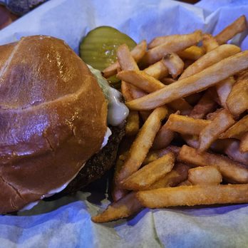 Flight Path - Mushroom Swiss burger and fries - Sports Bars Near Me - Burien, Washington