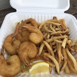 Fried shrimp and fries Fried shrimp and fries