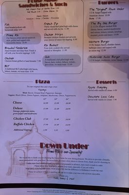 Menu photo 2 Down Under Bar & Restaurant Syracuse, IN