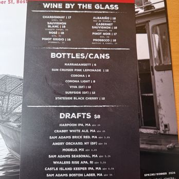 Barking Crab - Drink menu - Seafood Near Me - Boston, Massachusetts