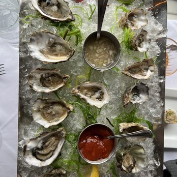 Palisade - Fabulous Pacific Oysters on the 1/2 Shell - could've been shucked a bit better as I spat out a lot of shell fragments - Seafood Near Me - Seattle, Washington Palisade - Fabulous Pacific Oysters on the 1/2 Shell - could've been shucked a bit better as I spat out a lot of shell fragments - Seafood Near Me - Seattle, Washington