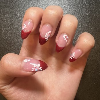 Noble Nails Spa - Red tips, almond nails - Nail Salons Near Me - Sacramento, California Noble Nails Spa - Red tips, almond nails - Nail Salons Near Me - Sacramento, California