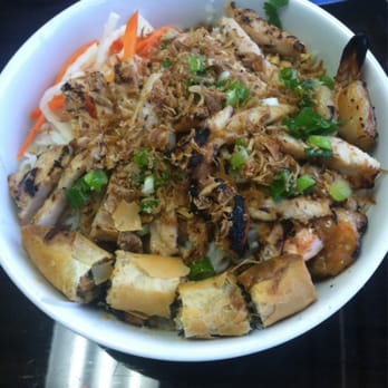 Pho Hoang Restaurant - Bun with shrimp and a spring roll - large enough for two meals and under $10! - Vietnamese Near Me - Riverview, Florida