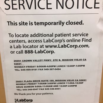 Labcorp - LabCorp San Clemente is closed February 25, 2021 - Laboratory Testing Near Me - San Clemente, California Labcorp - LabCorp San Clemente is closed February 25, 2021 - Laboratory Testing Near Me - San Clemente, California