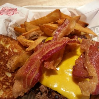 Fuddruckers - Smokehouse bacon & cheddar on 2/3 lb juiciness. - American Near Me - Ashland, Virginia Fuddruckers - Smokehouse bacon & cheddar on 2/3 lb juiciness. - American Near Me - Ashland, Virginia