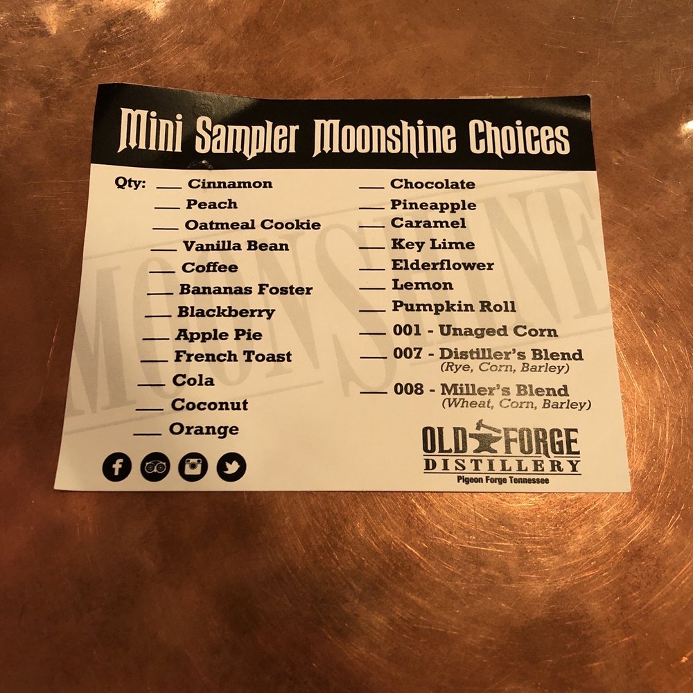Old Forge Distillery - Moonshine menu - Distilleries Near Me - Pigeon Forge, Tennessee Old Forge Distillery - Moonshine menu - Distilleries Near Me - Pigeon Forge, Tennessee