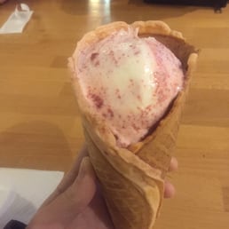 Red velvet ice cream in handmade cone. Red velvet ice cream in handmade cone.