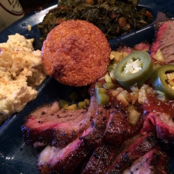 Dinosaur Bar-B-Que - Brisket Platter with Harlem Potatao Salad and Collard Greens. - Barbeque Near Me - Brooklyn, New York Dinosaur Bar-B-Que - Brisket Platter with Harlem Potatao Salad and Collard Greens. - Barbeque Near Me - Brooklyn, New York