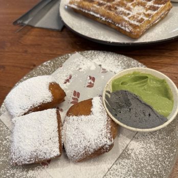 Between Us - Beignets with Black Sesame and Matcha Cream - Breakfast & Brunch Near Me - San Diego, California Between Us - Beignets with Black Sesame and Matcha Cream - Breakfast & Brunch Near Me - San Diego, California