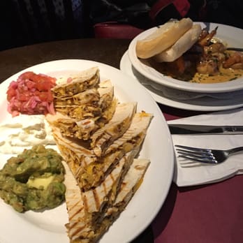 Bourbon Street - Blacked chicken quesadillas and bbq shrimp.  Perfect sauce - Cajun/Creole Near Me - Bayside, New York