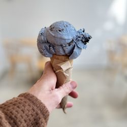 Off Track Ice Cream - One Scoop Vegan Cookie Monster $5.75 + Sugar Cone $1.25