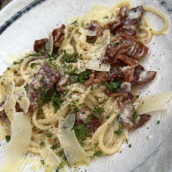 Brava Garden Eatery - Homemade Spaghetti Alla Carbonara, 10/10!! - Wine Bars Near Me - Pleasanton, California