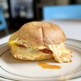 Farm Fresh Egg & Cheese Sandwich with house made hot Italian sausage Farm Fresh Egg & Cheese Sandwich with house made hot Italian sausage
